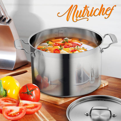 12-Quart Stockpot for Stew & Soup, Induction Compatible, Stainless Steel