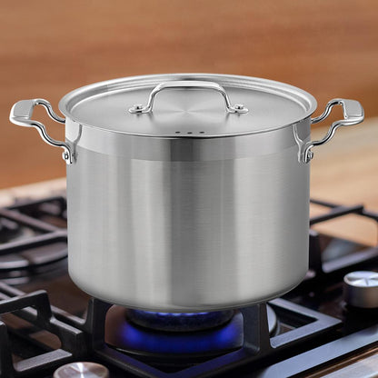 12-Quart Stockpot for Stew & Soup, Induction Compatible, Stainless Steel