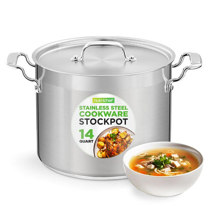 14 Qt Stock Pot - Even Heat, Induction Ready, Stainless Steel