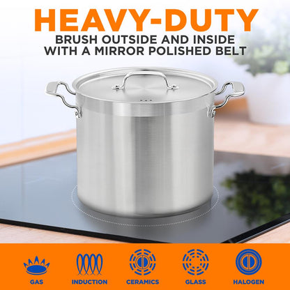 16-Quart Stockpot, Even Heat, Stainless Steel, Induction Compatible