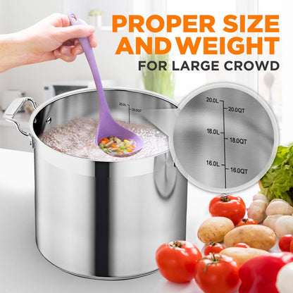 20 Qt Stockpot for Even Heat, Stainless Steel, Induction Compatible