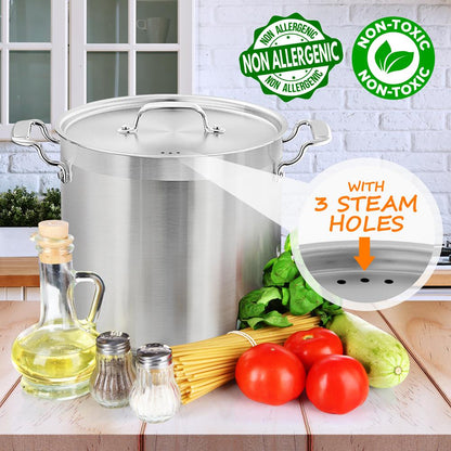 20 Qt Stockpot for Even Heat, Stainless Steel, Induction Compatible