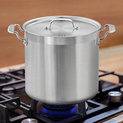 20 Qt Stockpot for Even Heat, Stainless Steel, Induction Compatible
