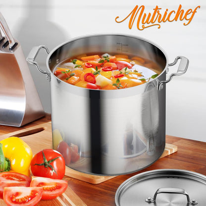 24 Qt Stainless Steel Stockpot, Even Heat, Induction Compatible