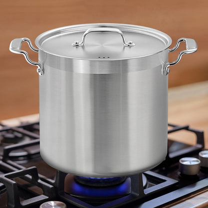 24 Qt Stainless Steel Stockpot, Even Heat, Induction Compatible