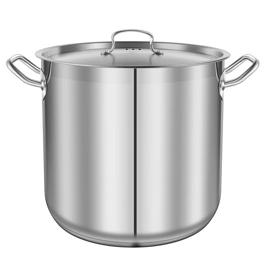 30 Qt Stainless Steel Stockpot, Even Heat, Induction Compatible