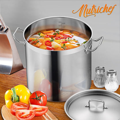 30 Qt Stainless Steel Stockpot, Even Heat, Induction Compatible