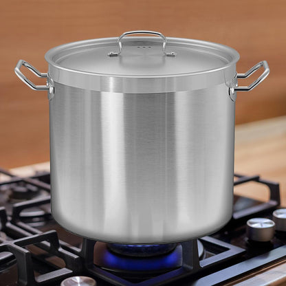 30 Qt Stainless Steel Stockpot, Even Heat, Induction Compatible