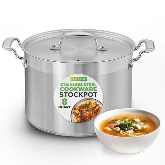 8 Qt Stockpot for Soups & Stews, Induction Safe, Stainless Steel