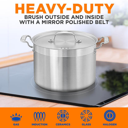 8 Qt Stockpot for Soups & Stews, Induction Safe, Stainless Steel