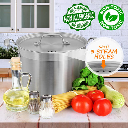 8 Qt Stockpot for Soups & Stews, Induction Safe, Stainless Steel