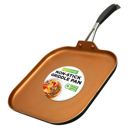 Copper Griddle Pan Non-Stick Coating Silicone Handle