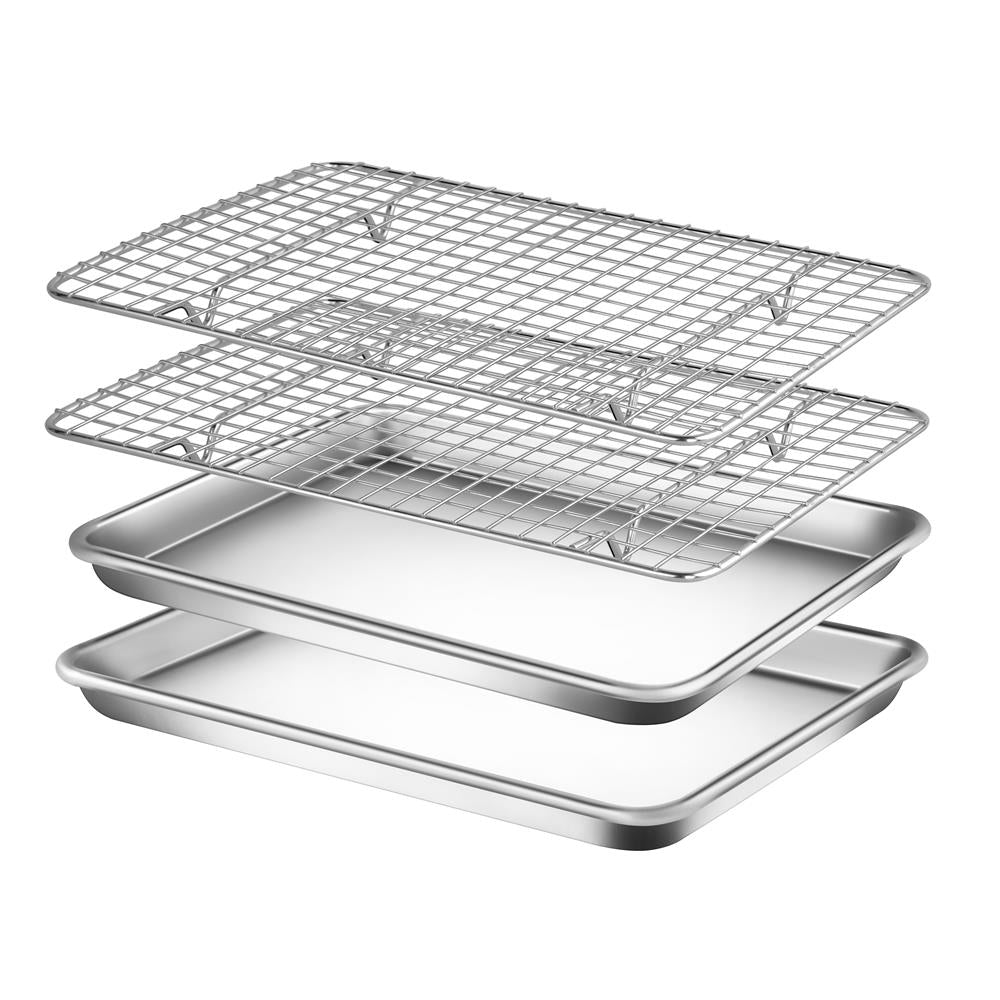 2 Sets Baking Sheet Pan With Cooling Rack