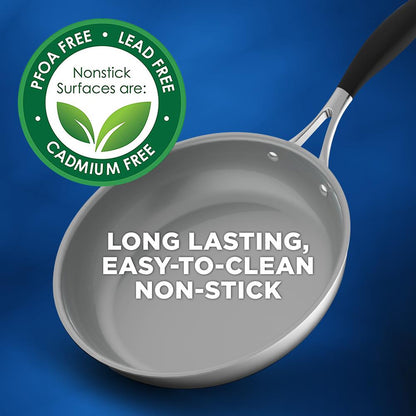 12-Piece Stainless Steel Cookware Set, Non-Stick Ceramic, Even Heat