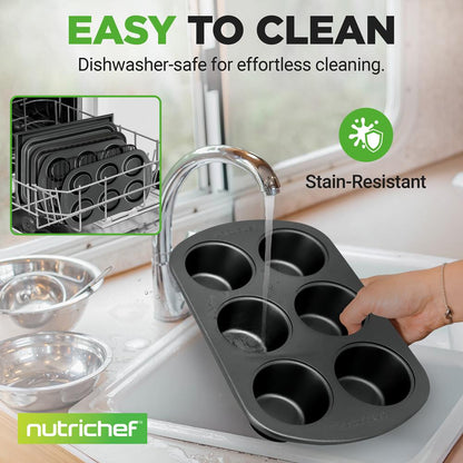 6-Piece Non-Stick Bakeware Set, Stackable Carbon Steel, Gray
