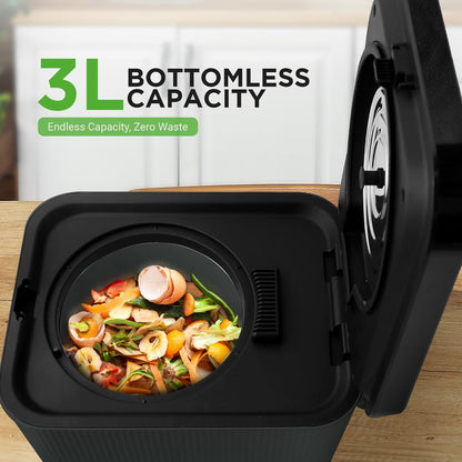 3L Electric Kitchen Composter - Efficient Waste Breakdown, Grey