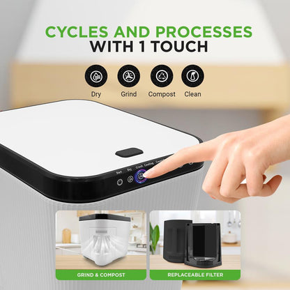 3L Electric Kitchen Composter - Odorless, Automatic, White