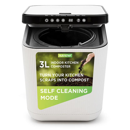 3L Electric Kitchen Composter - Odorless, Automatic, White