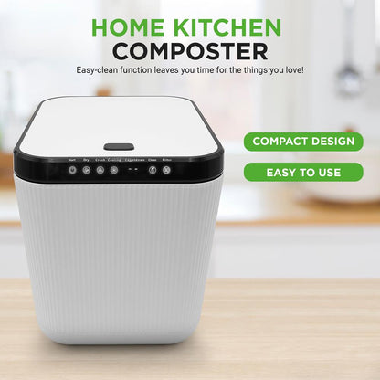 3L Electric Kitchen Composter - Odorless, Automatic, White
