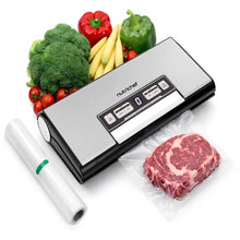 Nutrichef Vacuum Sealer Machine - 80Kpa Automatic Food Sealer With Built-In Cutter, Storage Bag Compartment, Air Suction Hose, 1 Roll & 5 Vacuum Bags For Meal Prep, Bulk Storage & Food Portioning (Silver)