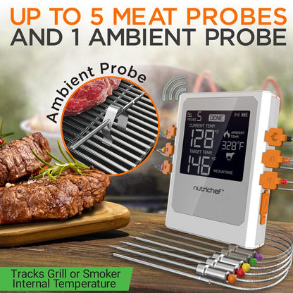Wireless Meat Thermometer, Remote Alerts, 2 Stainless Probes, Digital Display