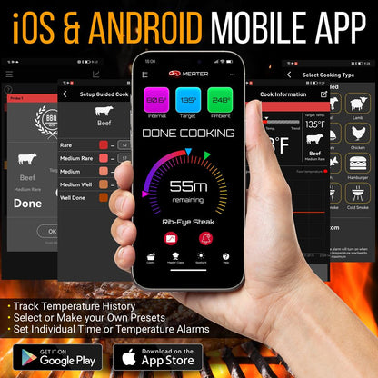 Wireless Meat Thermometer, Remote Alerts, 2 Stainless Probes, Digital Display