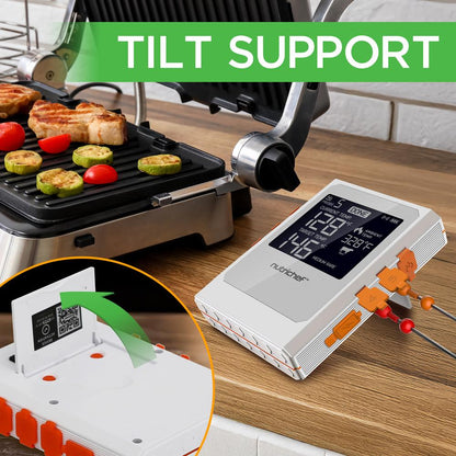 Wireless Meat Thermometer, Remote Alerts, 2 Stainless Probes, Digital Display