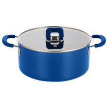 Casserole with Lid, 5 Qt Non-Stick, Foldable Knob, Blue