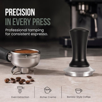 Neate Spring-Loaded Coffee Tamper For Espresso Machines | 51Mm Portafilter Spring-Loaded | 6-14 Lbs Of Calibrated Pressure | Depth-Adjustable | Great For Coffee & Espresso Enthusiasts | Black