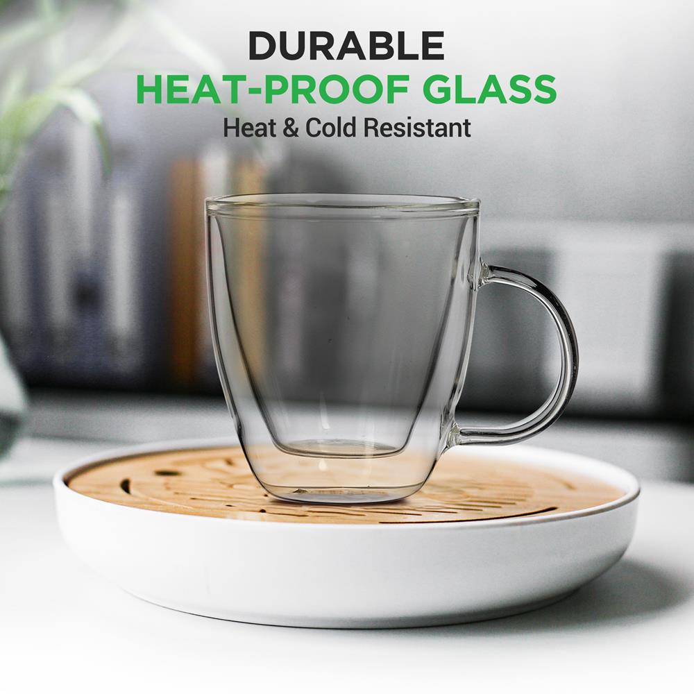 PARACITY 14oz Clear Glass Coffee Mugs Set of 2, Microwavable, for Hot PARACITY 14oz Clear Glass Coffee Mugs Set of 2, Microwavable, for Hot