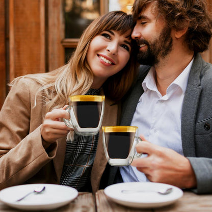 Espresso Cups 5.2 Oz, Insulated Double-Walled Glass, Clear, Set of 2