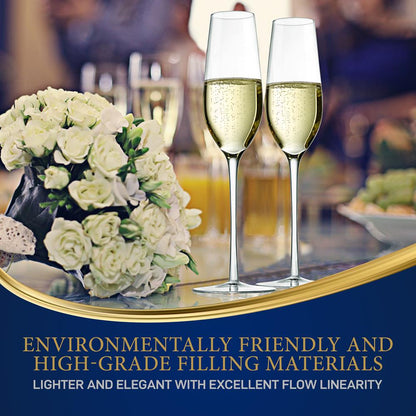 Champagne Flutes Set of 2, Preserve Bubbles, Lead-Free Crystal