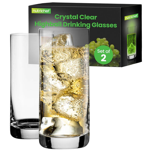 Highball Glasses Set of 2, Durable Crystal, Dishwasher Safe, 14.2 oz