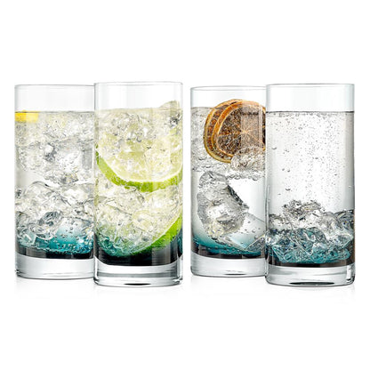 12.5oz Highball Glasses Set of 4 - Durable Lead-Free Crystal, Clear