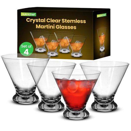 4 Martini Glasses Set, Lead-Free Crystal, Shatter-Resistant, 8.4oz