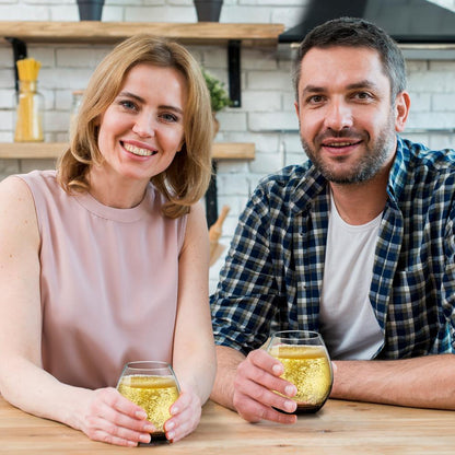 Stemless Wine Glasses Set, 19 Oz, Hand Blown Crystal, Dishwasher Safe