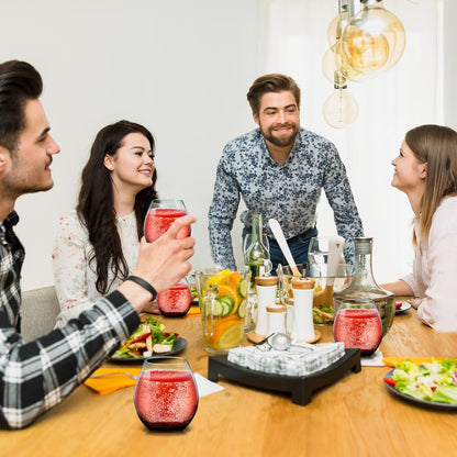 Stemless Wine Glasses Set, 19 Oz, Hand Blown Crystal, Dishwasher Safe