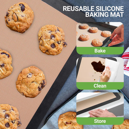 Silicone Baking Mats - Non-stick Reusable Food-Grade - Oven Safe 480¬∞F