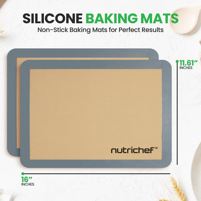 Silicone Baking Mats - Nonstick Reusable Food-Grade - Oven Safe - Grey