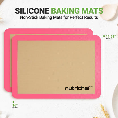 Silicone Baking Mats - Nonstick Reusable Food-Grade - Pink