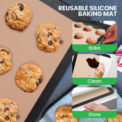 Silicone Baking Mats, Non-stick, Food-Grade, Oven-Safe to 480¬∞F, 2 Pack