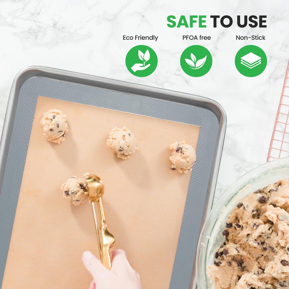 Silicone Baking Mats - Non-stick, Oven-safe 480°F, Food-Grade, Grey - Thumbnail 2