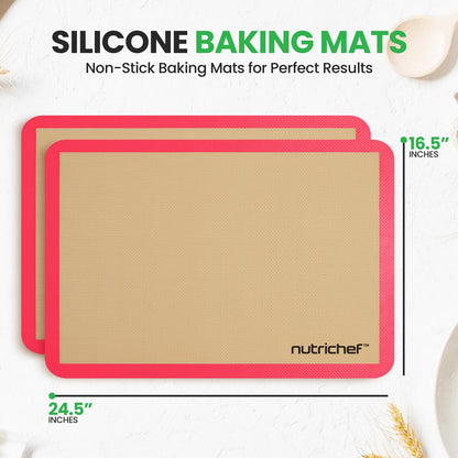Silicone Baking Mats - Nonstick, Oven-Safe 480¬∞F, Red, 24.4"x16.5"