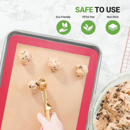 Silicone Baking Mats - Nonstick, Oven-Safe 480¬∞F, Red, 24.4"x16.5"