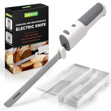 Cordless Electric Knife, Quick Carving, Stainless Steel Blades, White/Grey