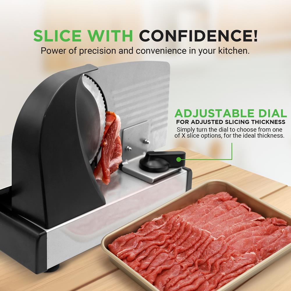 Electric Meat Slicer 200W Adjustable Stainless Steel Blade – Pyle USA
