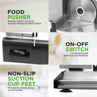 Electric Meat Slicer 200W Adjustable Stainless Steel Blade