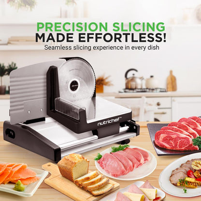 Electric Meat Slicer 200W Adjustable Stainless Steel Blade