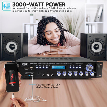Bluetooth Amplifier Receiver 3000W Wireless Streaming Multi-Channel Audio