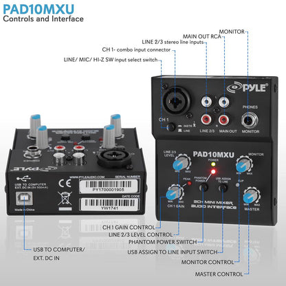 product image number 2 for Pyle Compact Dj Mixer Pro Audio Interface
